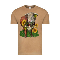 Vintage Camel hereford bull with sunflowers Vintage Tee - LillyAllenDesigns
