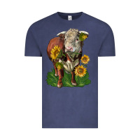 Vintage Denim hereford bull with sunflowers Vintage Tee - LillyAllenDesigns