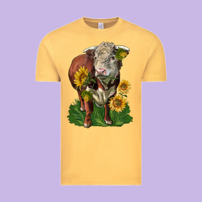 Hereford Bull With Sunflowers Vintage Tee Designed By Lillyallendesigns
