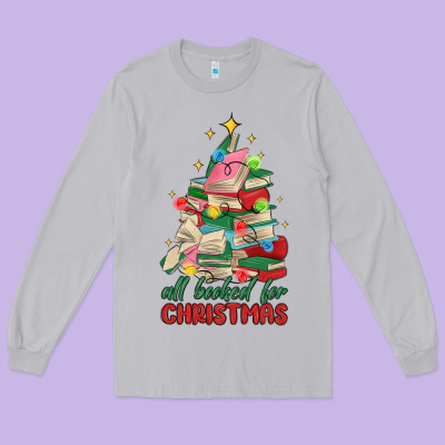 Christmas Book Tree Long Sleeve Tee Designed By Maliassmallbusiness