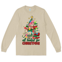 Mushroom christmas book tree Long Sleeve Tee - MaliasSmallBusiness