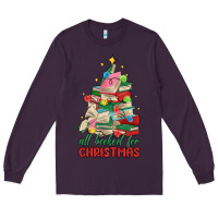 Plum christmas book tree Long Sleeve Tee - MaliasSmallBusiness