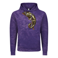 Cloud Purple Green Chameleon Lizard Illustrations Vintage Hoodie - LillyAllenDesigns
