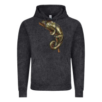 Vintage Black Green Chameleon Lizard Illustrations Vintage Hoodie - LillyAllenDesigns