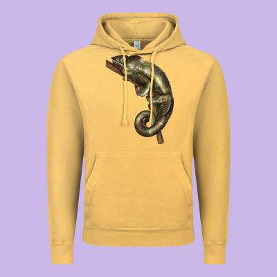Green Chameleon Lizard Illustrations Vintage Hoodie Designed By Lillyallendesigns