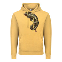 Vintage Mustard Green Chameleon Lizard Illustrations Vintage Hoodie - LillyAllenDesigns