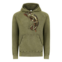 Vintage Olive Green Chameleon Lizard Illustrations Vintage Hoodie - LillyAllenDesigns