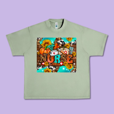 Pumpkin Nurse With Sunflower Urban Heavy Tee Designed By Adodesignshop