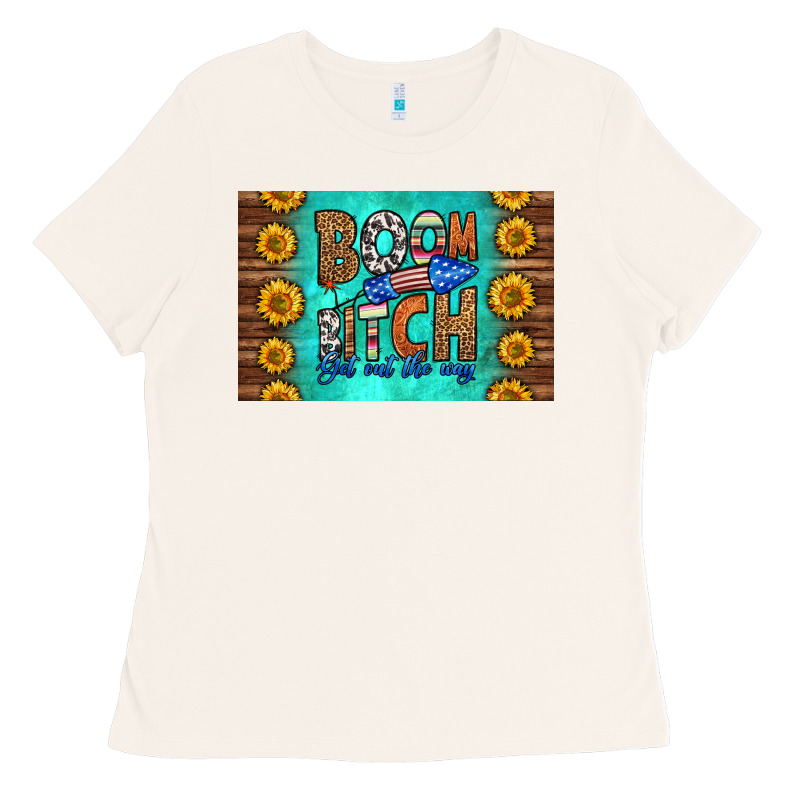 Boom Bitch Get Out The Way Skinny Metal Can Holder Ladies Tee by HRA Design Shop | Teevron