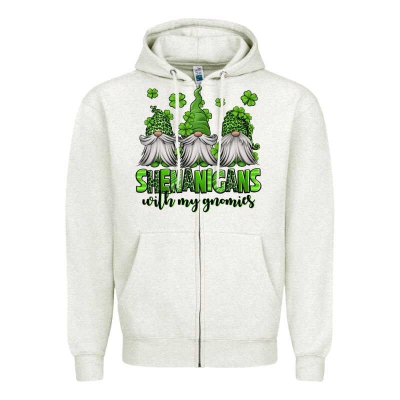 Shenanigans With My Gnomies St Patricks Day Gnomes Zipper Hoodie by Jasminsmagicworld | Teevron
