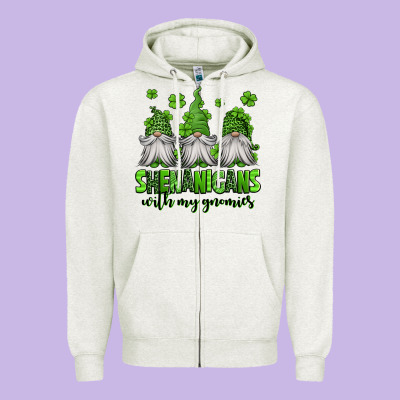 Shenanigans With My Gnomies St Patricks Day Gnomes Zipper Hoodie Designed By Jasminsmagicworld