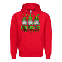 Red shenanigans with my gnomies st patricks day gnomes Zipper Hoodie - Jasminsmagicworld