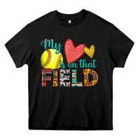 Black my heart is on that field softball Heavy Core Tee - HRA Design Shop