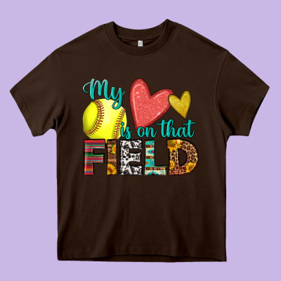 My Heart Is On That Field Softball Heavy Core Tee Designed By Hra Design Shop