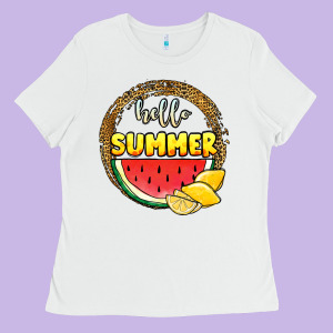 Hello Summer Watermelon Ladies Tee Designed By Jahusdesignshop