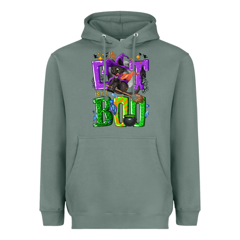 My Cat Is My Boo Halloween Heavyweight Hoodie by NancyCooperArtShop | Teevron