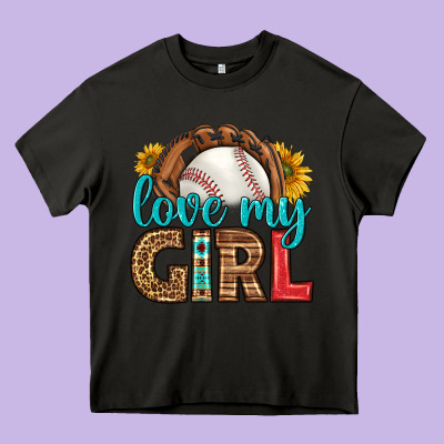 Love My Girl Baseball Heavy Core Tee Designed By Hra Design Shop