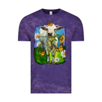Cloud Purple charolais heifer with sunflower and daisies Vintage Tee - LillyAllenDesigns