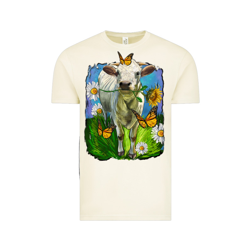 Charolais Heifer With Sunflower And Daisies Vintage Tee by LillyAllenDesigns | Teevron