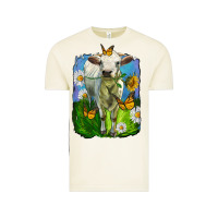 Vintage Arctic charolais heifer with sunflower and daisies Vintage Tee - LillyAllenDesigns