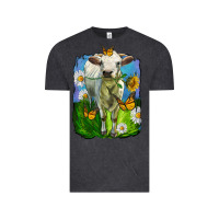 Vintage Black charolais heifer with sunflower and daisies Vintage Tee - LillyAllenDesigns
