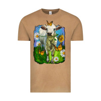 Vintage Camel charolais heifer with sunflower and daisies Vintage Tee - LillyAllenDesigns