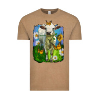 Vintage Coffee charolais heifer with sunflower and daisies Vintage Tee - LillyAllenDesigns