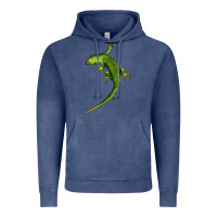 Vintage Denim Green Lizard Illustrations Vintage Hoodie - LillyAllenDesigns