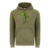 Vintage Olive Green Lizard Illustrations Vintage Hoodie - LillyAllenDesigns