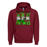 Burgundy shamrockin' with my gnomies st patrick's day Zipper Hoodie - Jasminsmagicworld