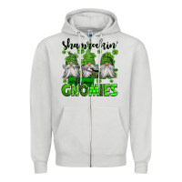 Dove Grey shamrockin' with my gnomies st patrick's day Zipper Hoodie - Jasminsmagicworld