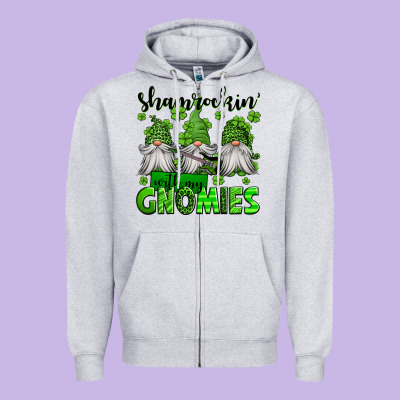 Shamrockin' With My Gnomies St Patrick's Day Zipper Hoodie Designed By Jasminsmagicworld