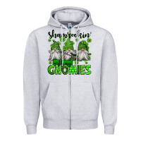 Heather Grey shamrockin' with my gnomies st patrick's day Zipper Hoodie - Jasminsmagicworld