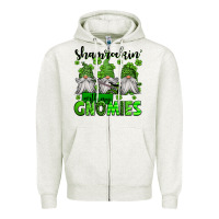 Oatmeal Heather shamrockin' with my gnomies st patrick's day Zipper Hoodie - Jasminsmagicworld
