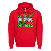 Red shamrockin' with my gnomies st patrick's day Zipper Hoodie - Jasminsmagicworld