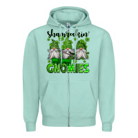 Seafoam shamrockin' with my gnomies st patrick's day Zipper Hoodie - Jasminsmagicworld