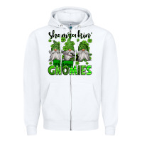 White shamrockin' with my gnomies st patrick's day Zipper Hoodie - Jasminsmagicworld
