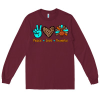 Burgundy peace love thankful Long Sleeve Tee - JahusDesignShop