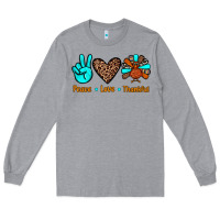 Heather Grey peace love thankful Long Sleeve Tee - JahusDesignShop