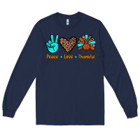 Navy peace love thankful Long Sleeve Tee - JahusDesignShop