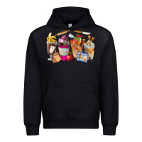 Black Lunch Lady Coffee Cups Urban Hoodie - FaDigitalArtStudio