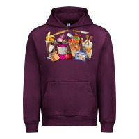 Mauve Wine Lunch Lady Coffee Cups Urban Hoodie - FaDigitalArtStudio