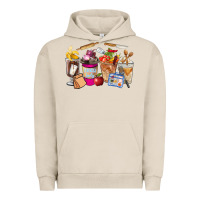 Pigment French Oak Lunch Lady Coffee Cups Urban Hoodie - FaDigitalArtStudio