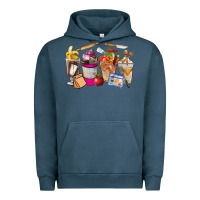 Pigment Midnight Navy Lunch Lady Coffee Cups Urban Hoodie - FaDigitalArtStudio