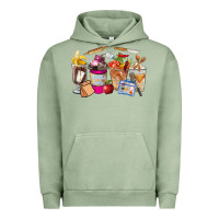 Pigment Oil Green Lunch Lady Coffee Cups Urban Hoodie - FaDigitalArtStudio