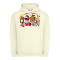 Pigment Pistachio Lunch Lady Coffee Cups Urban Hoodie - FaDigitalArtStudio