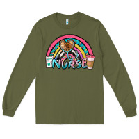Army Green nurse rainbow Long Sleeve Tee - NancyCooperArtShop