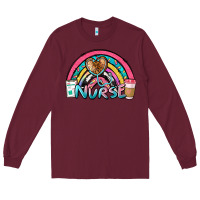 Burgundy nurse rainbow Long Sleeve Tee - NancyCooperArtShop
