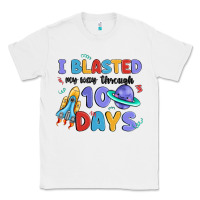 White i blasted my way through 100 days Classic Tee - MaliasSmallBusiness