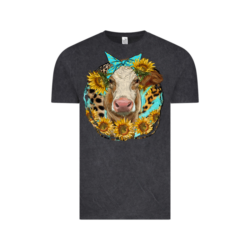 Simmental Heifer With Sunflowers And Leopard Vintage Tee by LillyAllenDesigns | Teevron